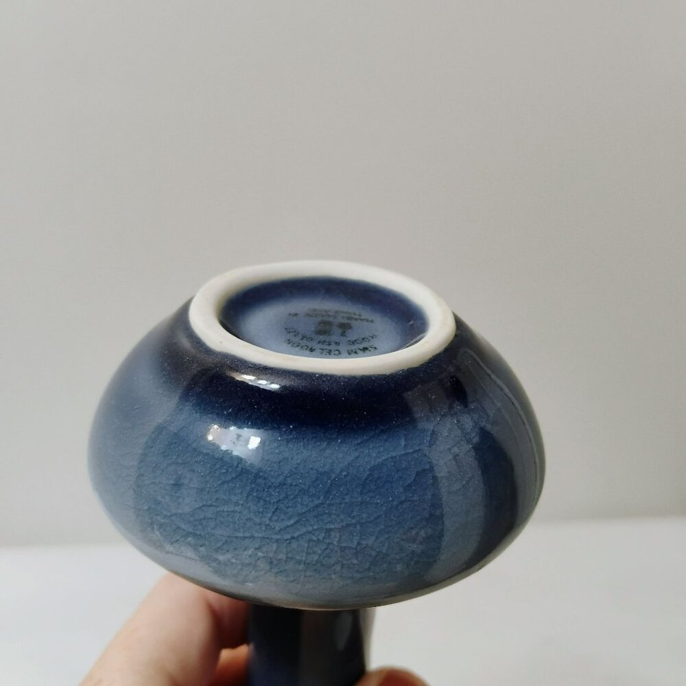 Siam Celadon Vintage Pottery Vase Blue Thailand Wood Ash Glaze Handmade Thai Art - Picture 10 of 10